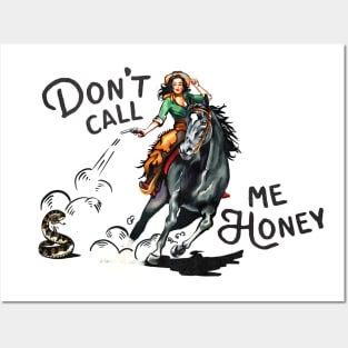 Don't Call Me Honey Retro Cowgirl Pinup Art Posters and Art